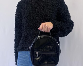 1990s The Work Connection Fuzzy Black Cropped, Boxy Sweater