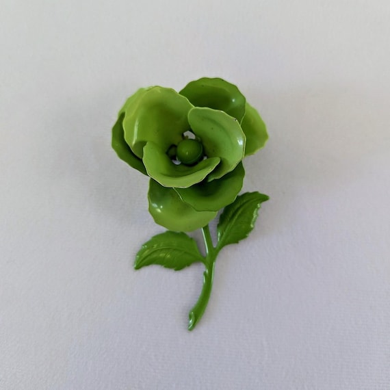 60s red enamel rose brooch main image 1