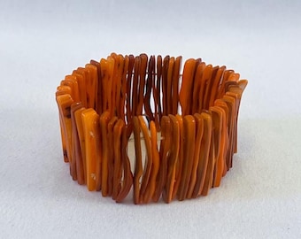 Pulsera elástica vintage de color naranja coral