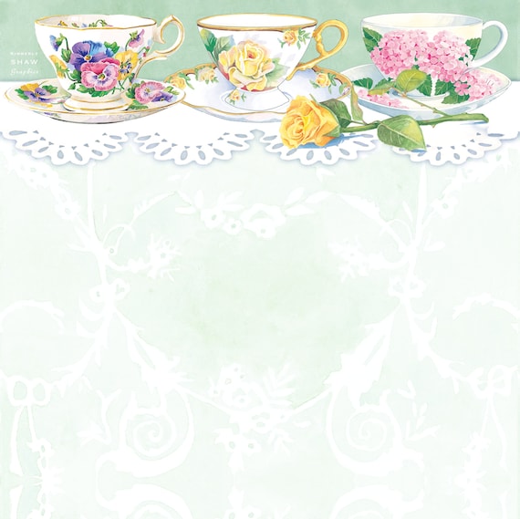 Just Married Teacup Greeting Card with a Peppermint teabag