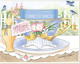 Maman Je t'aime Teacup carte de voeux