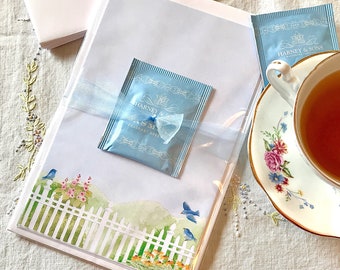 Conjunto de Papelaria Jardim de Primavera – Folhas para Escrita de Cartas com Estampas de Pássaros e Flores