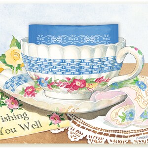 Wishing You Well Teetasse Grußkarte mit echtem Teebeutel für den Empfänger