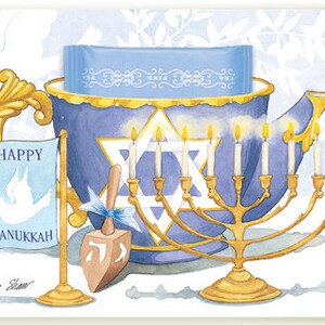 Hanukkah Teetasse Grußkarte mit einer Kosher Jasmine Teetasche ist ein durchdachtes und dennoch preiswertes Geschenk