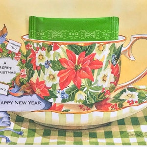 Weihnachtswünsche Teetasse Grußkarte mit Einem Urlaubsteebeutel