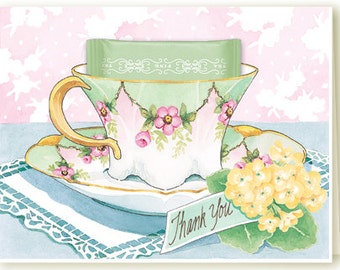 Thank You Teacup Greeting Card with a refreshing Peppermint Teabag