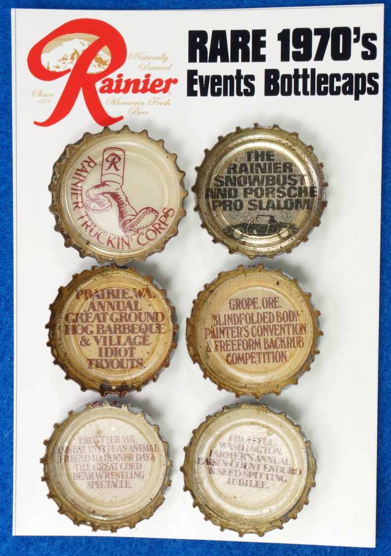 6 RARE & UNIQUE 1970's Rainier Beer Events Bottlecaps | Etsy
