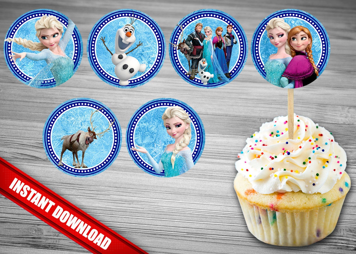 Frozen Cupcake Toppers Instant Download Disney Frozen Etsy