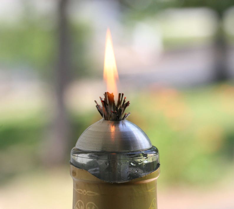 3 Wine Bottle Aluminum Wick Holders DIY Tiki Torch Bottle Oil Etsy