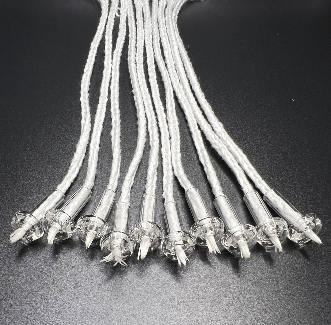 10 Glass Oil Candle Wick Tubes .75 Wick Holder Length Glass Wick Holder