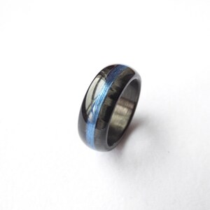 Carbon fiber & blue line ring | Etsy