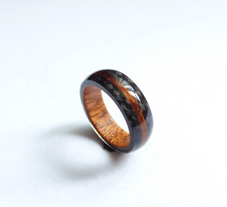 Carbon fiber & wood ring Etsy