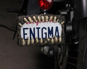 Creature Teeth Motorcycle license plate frame anime horror