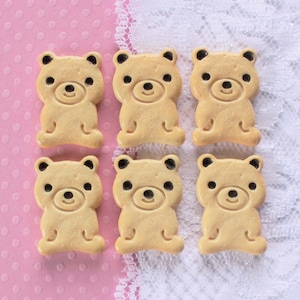 6 Pcs Sweet Bear Shaped Cookie Cabochons - 27x18mm