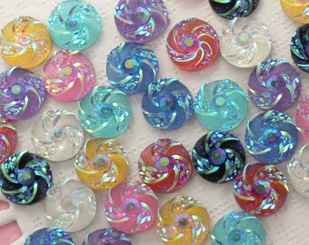 20 Pcs 10mm Round Plastic Rhinestone Candy Gems