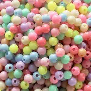 6mm Assorted Bright Pastel Mix Round Beads