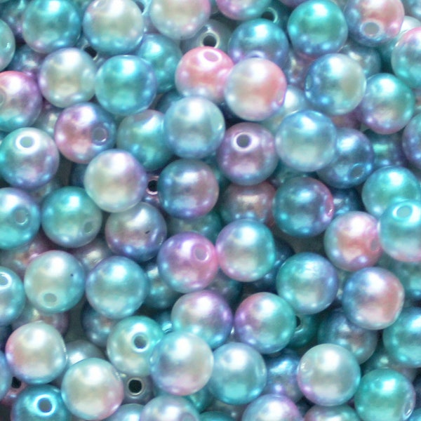 200 Pcs 6mm Sky Blue to Purple Color Transitioning Plastic Pearl Beads