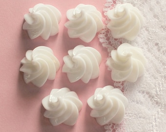 32 Pieces White Whipped Cream Dollop Cabochon - 18x14mm