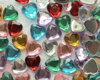 10mm Assorted Plastic Heart Rhinestones