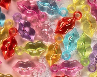 35 Pcs Assorted Plastic Lip Charms - 25x11mm