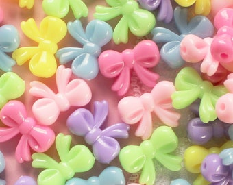 30 Pcs Assorted Pastel Bow Beads - 20x15mm