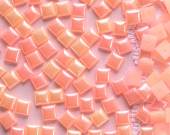 200 or 400 Pieces 8mm Peach/Pink Square Flatback Pearl