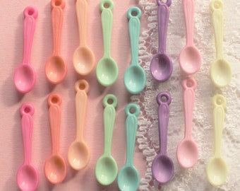 50 Pcs Assorted Pastel Spoon Charms - 25x6mm