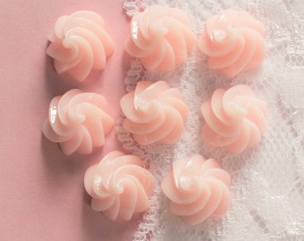 8 Pcs Pink Whipped Cream Dollop Cabochons - 18x14mm