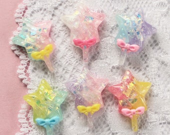9 Pcs Assorted Realistic Transparent Glittery Color Transitioning Galaxy Gummy Bear Cabochons 17x10mm