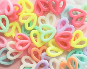 17mm Assorted Pastel Cursive Peace Heart Beads