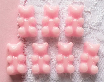 9 Pcs Assorted Realistic Transparent Glittery Color Transitioning Galaxy Gummy Bear Cabochons 17x10mm