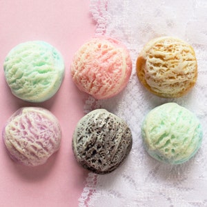 6 Pcs Sherbert Ice Cream Scoop Cabochons - 23x12mm