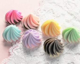 7 Pcs Assorted Pastel Two Tone Whipped Cream Dollop Cabochons - 19x19mm