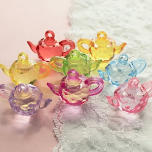 32 or 64 Pieces 3D Assorted Transparent Teapot Charms Set - 28x20x16mm
