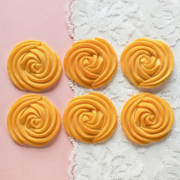 6 Pcs Big Round Swirl Cookie Biscuit Cabochons - 37x34mm