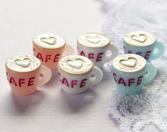 3D Tiny Miniature Cafe Coffee Cup Cabochons - 13x10mm