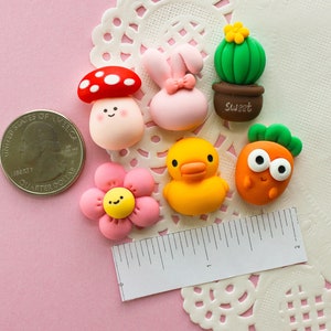 6 Pcs Matte Assorted Cute Puffy Animal and Plant Cabochons 25x20mm zdjęcie 4