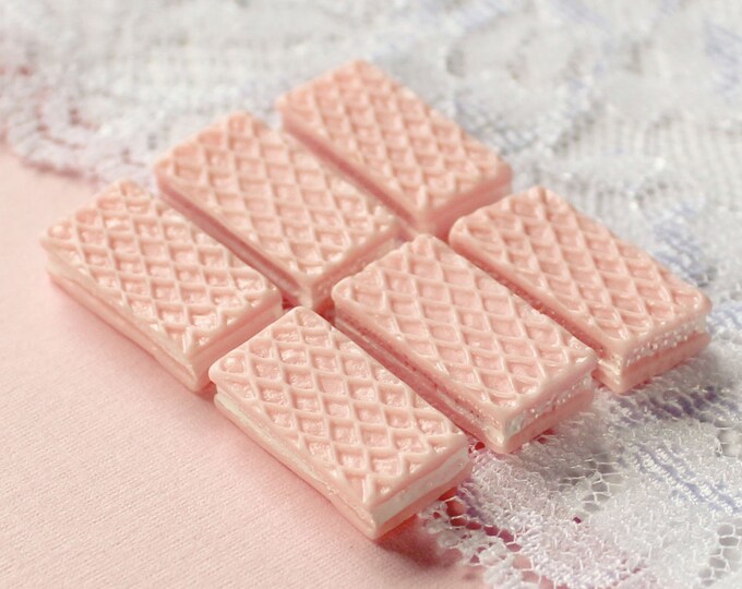 6 Pcs 3D Strawberry Sugar Wafer Cookies 20x10mm Etsy
