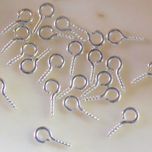 May include: A group of silver screw-on eyelet hooks. The hooks are small and have a silver finish. They are ideal for adding a touch of elegance to your jewelry or crafts.