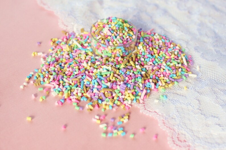 5g Pastel Polymer Clay Faux Rainbow Sprinkles image 2