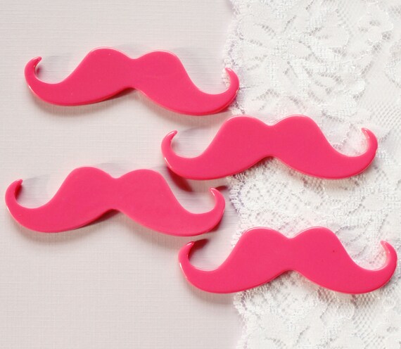 4 Pcs Big Hot Pink Mustache Cabochons 68x25mm - Etsy