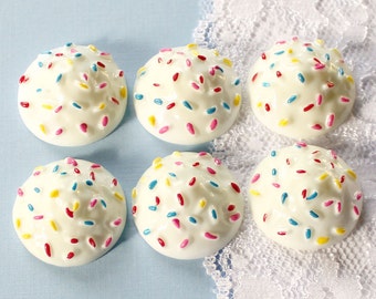 6 Pcs Big Whipped Cream with Sprinkles Dollip Cabochons - 24x24mm