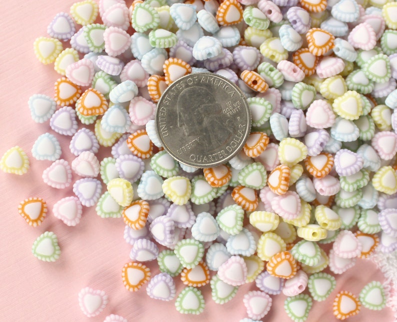 200 Pcs 6mm Pastel Lacy Heart Beads