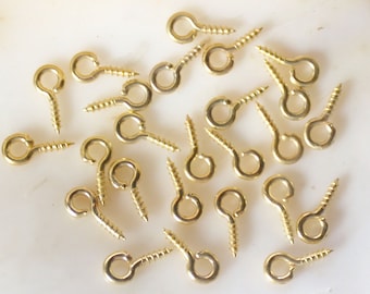 200 Pcs 8mm Bright Gold Eye Screws