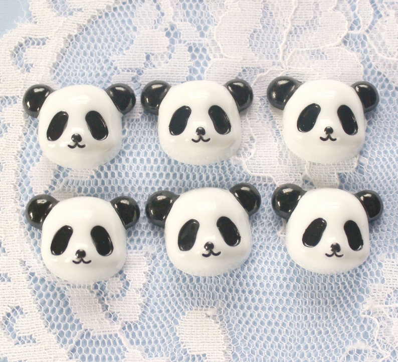 6 Pcs Puffy Panda Bear Cabochon 21x17mm | Etsy