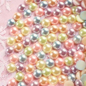 150 Pcs 8mm Pastel Round Flatback Pearls image 2