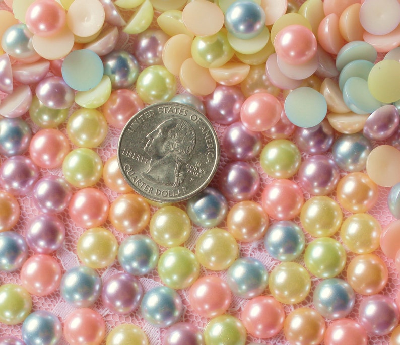 150 Pcs 8mm Pastel Round Flatback Pearls image 4