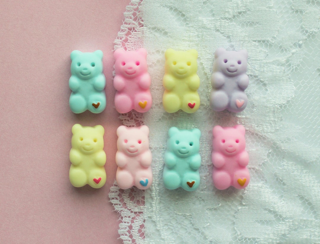 8 Pcs Assorted Pastel Gummy Bear Cabochons 17x10mm Etsy