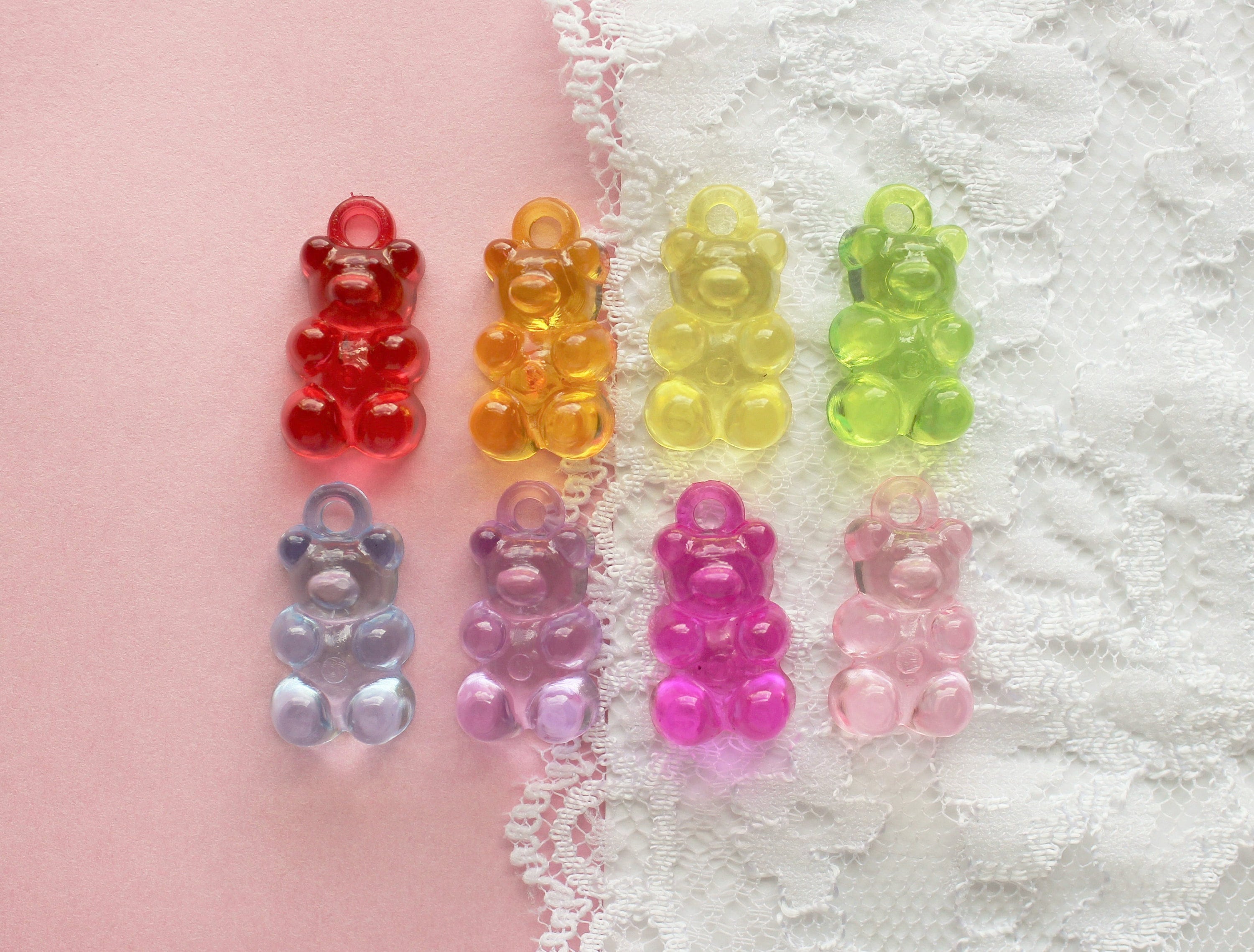 25 Pcs Assorted Plastic Realistic Gummy Bear Charms 17x10mm 