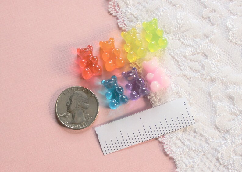 7 Pcs Assorted Realistic Gummy Bear Cabochons 17x10mm image 5